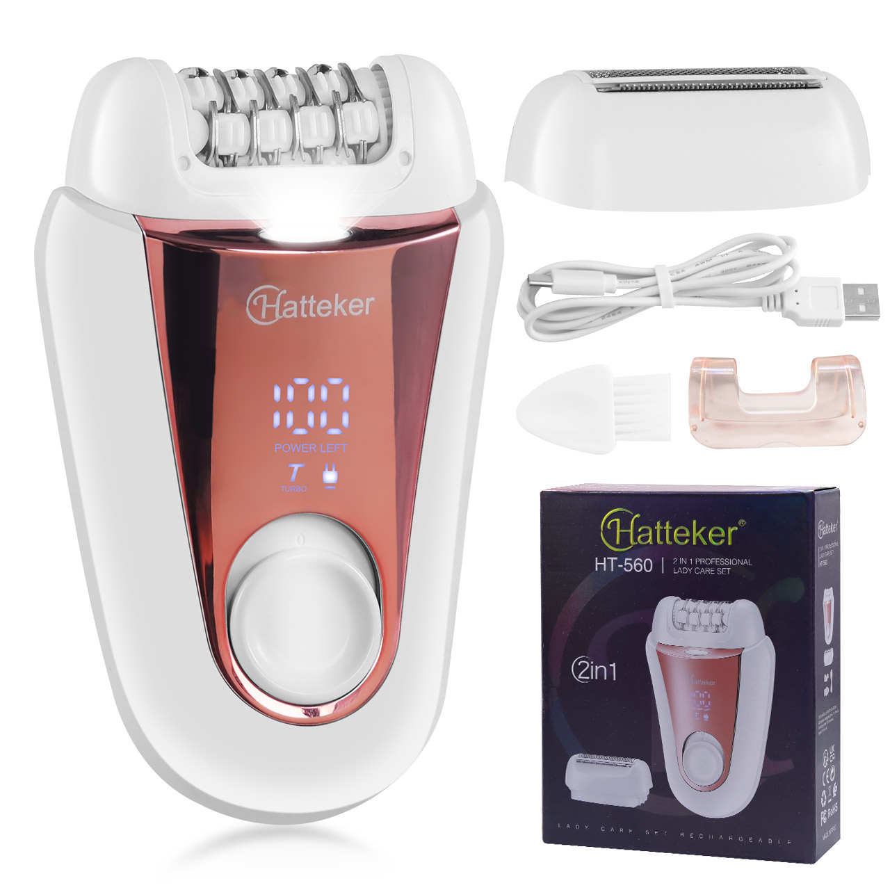 Epilator Wireless - ハッテカー 2-in-1 充電式脱毛器 女性用 電動 顔脱毛機